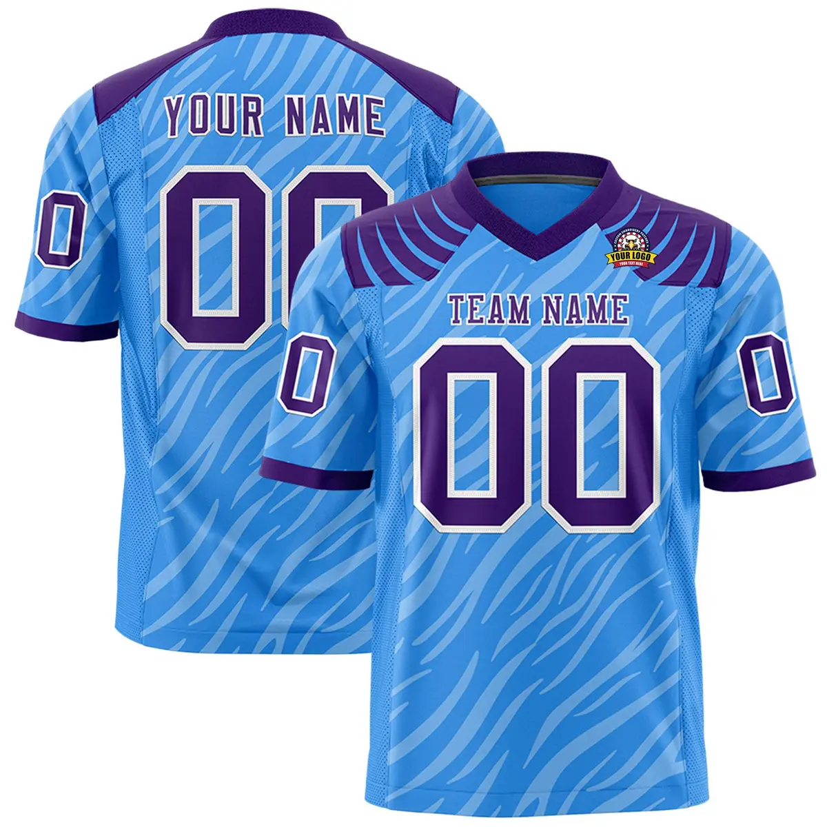 Powder Blue White Tiger Stripe Graffiti Football Jersey