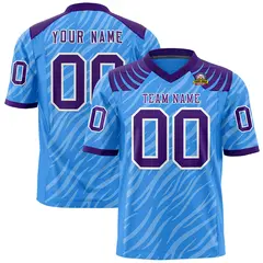 Powder Blue White Tiger Stripe Graffiti Football Jersey