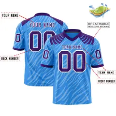 Powder Blue White Tiger Stripe Graffiti Football Jersey 2