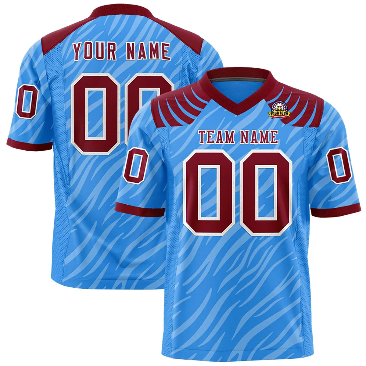 Powder Blue White Tiger Stripe Graffiti Football Jersey