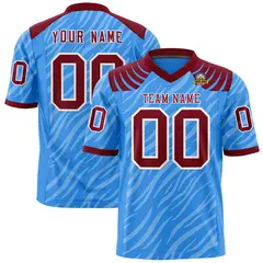 Powder Blue White Tiger Stripe Graffiti Football Jersey 1