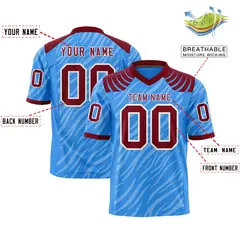 Powder Blue White Tiger Stripe Graffiti Football Jersey 2