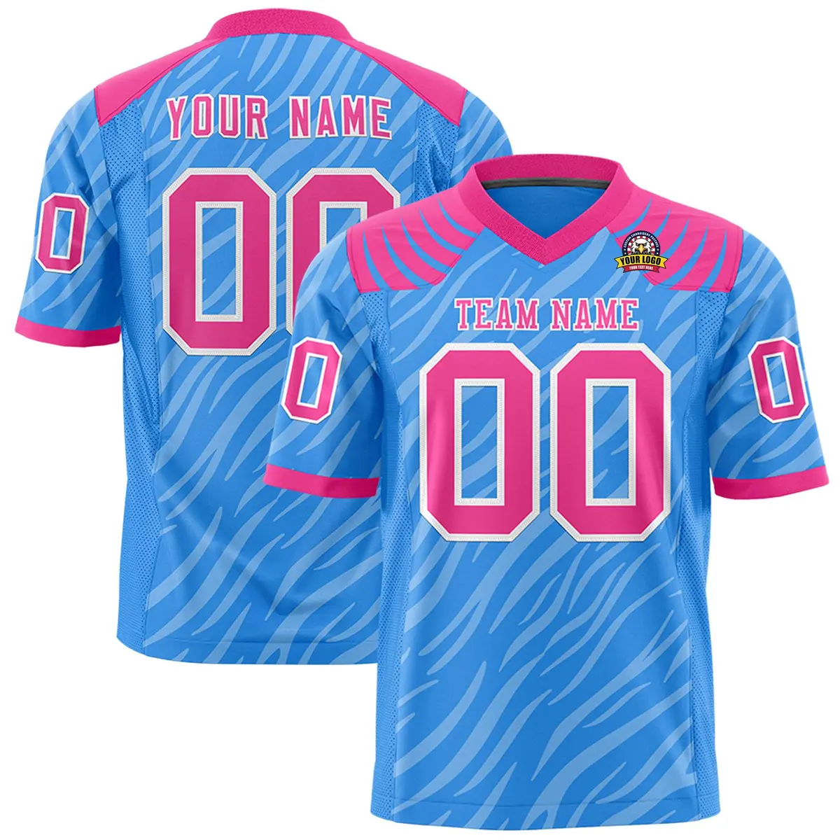 Powder Blue White Tiger Stripe Graffiti Football Jersey