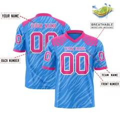 Powder Blue White Tiger Stripe Graffiti Football Jersey 2