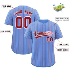 Powder Blue White Tricolor Stripe Fashion Baseball Jersey 2