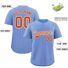 Powder Blue White Tricolor Stripe Fashion Baseball Jersey 2