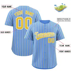 Powder Blue White Tricolor Stripe Fashion Baseball Jersey 2