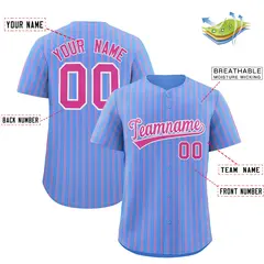 Powder Blue White Tricolor Stripe Fashion Baseball Jersey 2
