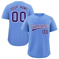 Powder Blue White Tricolor Stripe Fashion Baseball Jersey