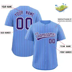 Powder Blue White Tricolor Stripe Fashion Baseball Jersey 2
