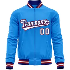 Powder Blue White Varsity Full-Zip Letterman Baseball Jacket 5