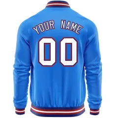 Powder Blue White Varsity Full-Zip Letterman Baseball Jacket 6