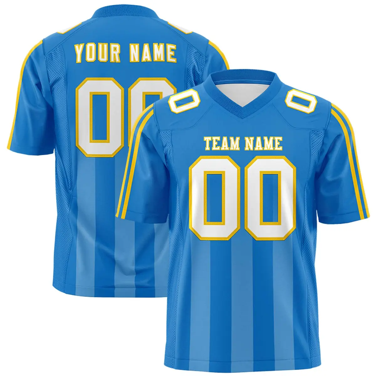 Powder Blue White Vertical Fine Stripe Gradient Football Jersey