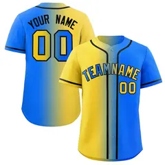 Powder Blue Yellow-Black Gradient Baseball Jersey