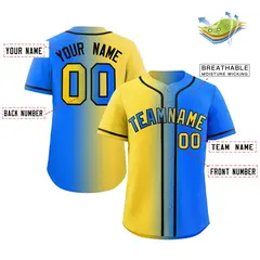 Powder Blue Yellow-Black Gradient Baseball Jersey 2
