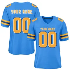 Powder Blue Yellow-Black Mesh Football Jersey 1