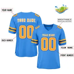 Powder Blue Yellow-Black Mesh Football Jersey 2