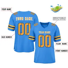 Powder Blue Yellow-Black Mesh Football Jersey 2