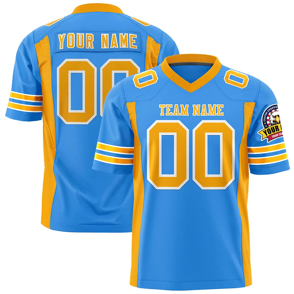 Powder Blue Yellow Insert Color Authentic Football Jersey