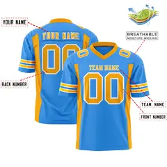 Powder Blue Yellow Insert Color Authentic Football Jersey 2