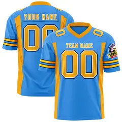 Powder Blue Yellow Insert Color Authentic Football Jersey