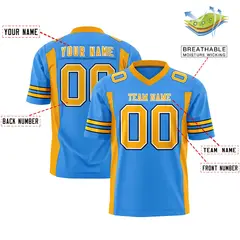 Powder Blue Yellow Insert Color Authentic Football Jersey 2