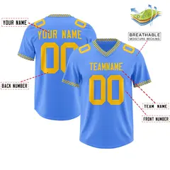 Powder Blue Yellow Square Neckline Classic Football Jersey 2