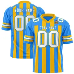 Powder Blue Yellow Thick Stripe Authentic Football Jersey