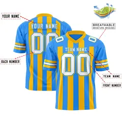 Powder Blue Yellow Thick Stripe Authentic Football Jersey 2