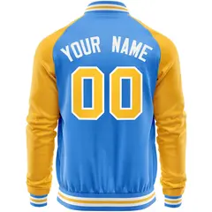 Powder Blue Yellow Varsity Full-Zip Raglan Sleeves Letterman Baseball Jacket 6