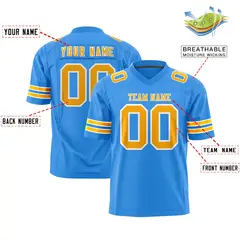 Powder Blue Yellow-White Classic Authentic Football Jersey 2
