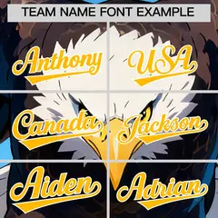 Powder Blue Yellow White Eagle Graffiti Baseball Jersey 3