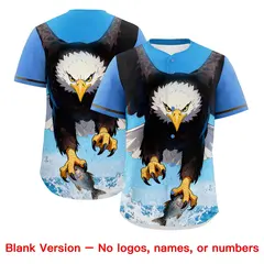 Powder Blue Yellow White Eagle Graffiti Baseball Jersey 7