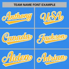 Powder Blue Yellow-White Raglan Full-Snap Varsity Letterman Jacket 5