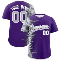Purple 3D Flame Design Authentic Baseball Jersey 1
