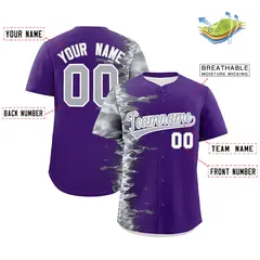 Purple 3D Flame Design Authentic Baseball Jersey 2