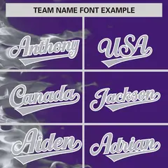 Purple 3D Flame Design Authentic Baseball Jersey 3