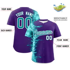 Purple 3D Flame Design Authentic Baseball Jersey 2