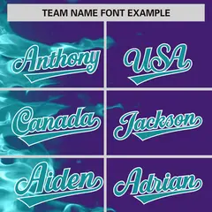 Purple 3D Flame Design Authentic Baseball Jersey 3