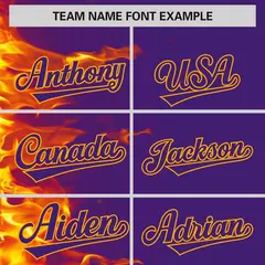 Purple 3D Flame Design Authentic Baseball Jersey 3