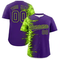 Purple 3D Flame Design Authentic Baseball Jersey