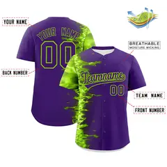 Purple 3D Flame Design Authentic Baseball Jersey 2