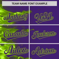 Purple 3D Flame Design Authentic Baseball Jersey 3