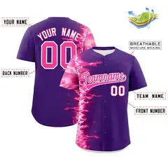 Purple 3D Flame Design Authentic Baseball Jersey 2