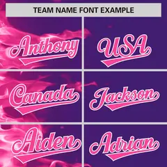 Purple 3D Flame Design Authentic Baseball Jersey 3