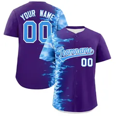 Purple 3D Flame Design Authentic Baseball Jersey