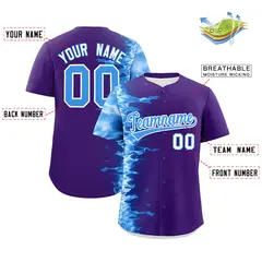 Purple 3D Flame Design Authentic Baseball Jersey 2