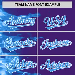 Purple 3D Flame Design Authentic Baseball Jersey 3