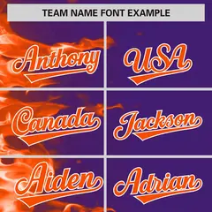 Purple 3D Flame Design Authentic Baseball Jersey 3