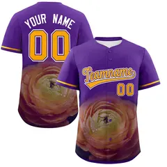 Purple 3D Flower Design Authentic Baseball Jersey